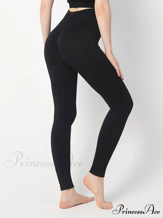 High Waist Seamless Push Up Butt Lifting Workout Legging Black / S