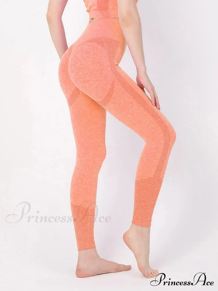 High Waist Seamless Push Up Butt Lifting Workout Legging Bright Orange / S