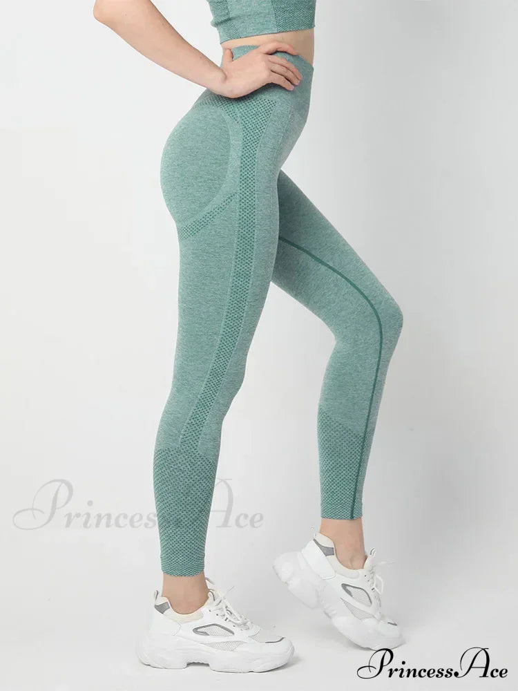 High Waist Seamless Push Up Butt Lifting Workout Legging Dark Green / S