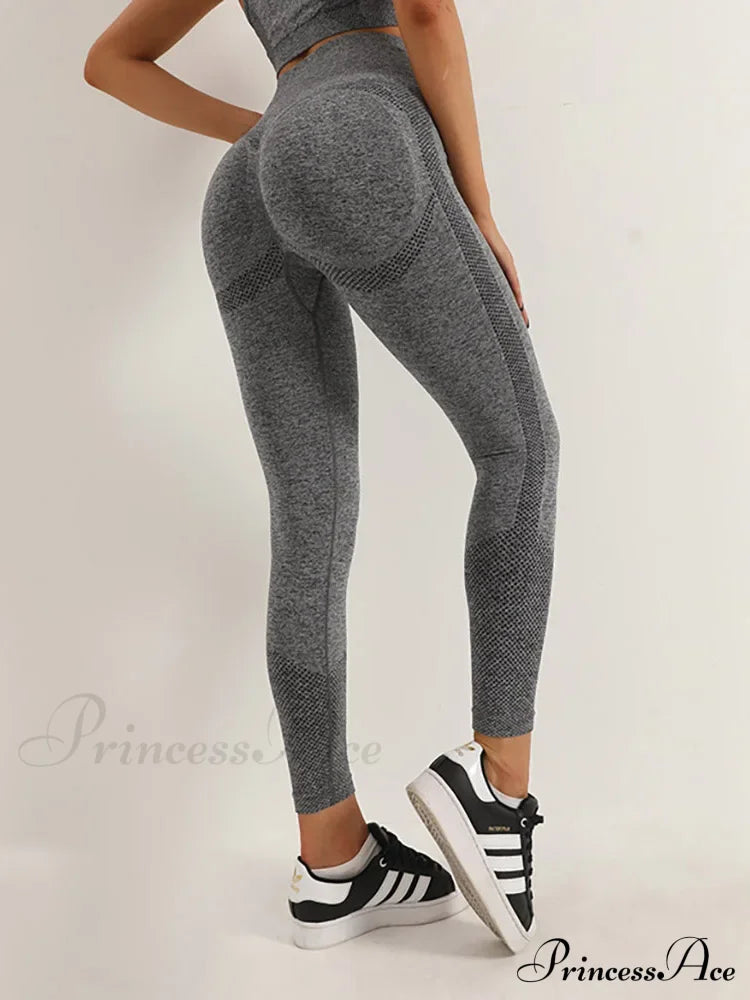 High Waist Seamless Push Up Butt Lifting Workout Legging Deep Grey / S