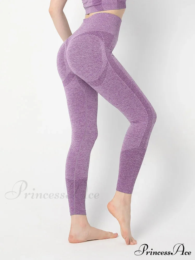 High Waist Seamless Push Up Butt Lifting Workout Legging Hemp Purple / S