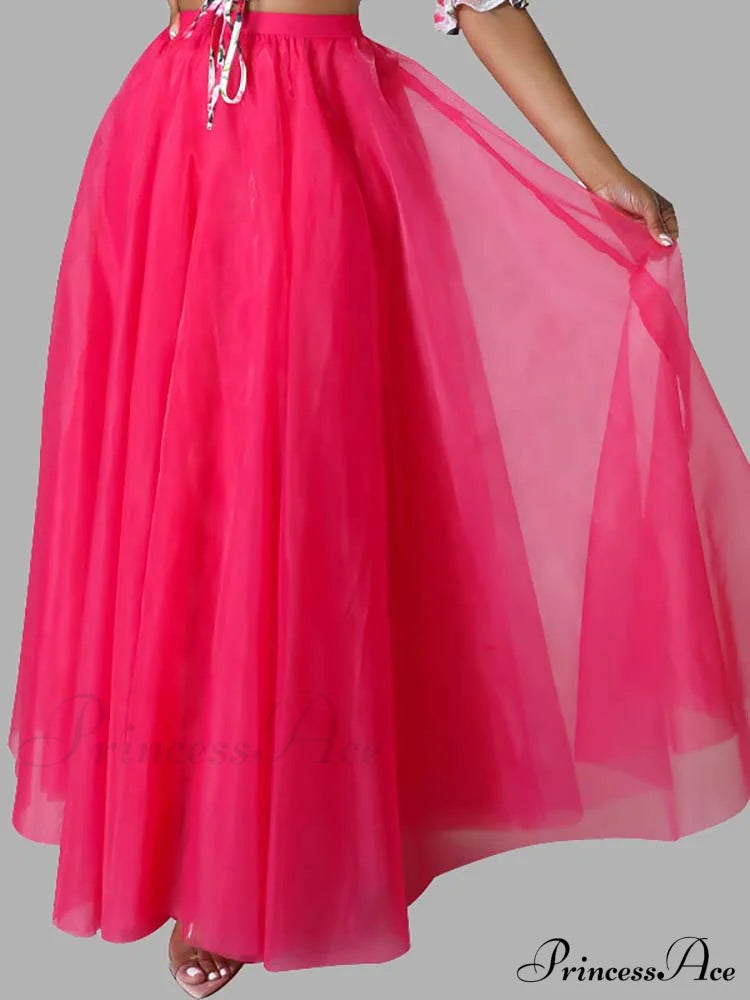 High Waist Side Trendy Slit Pu Skirt Rose / S Skirts