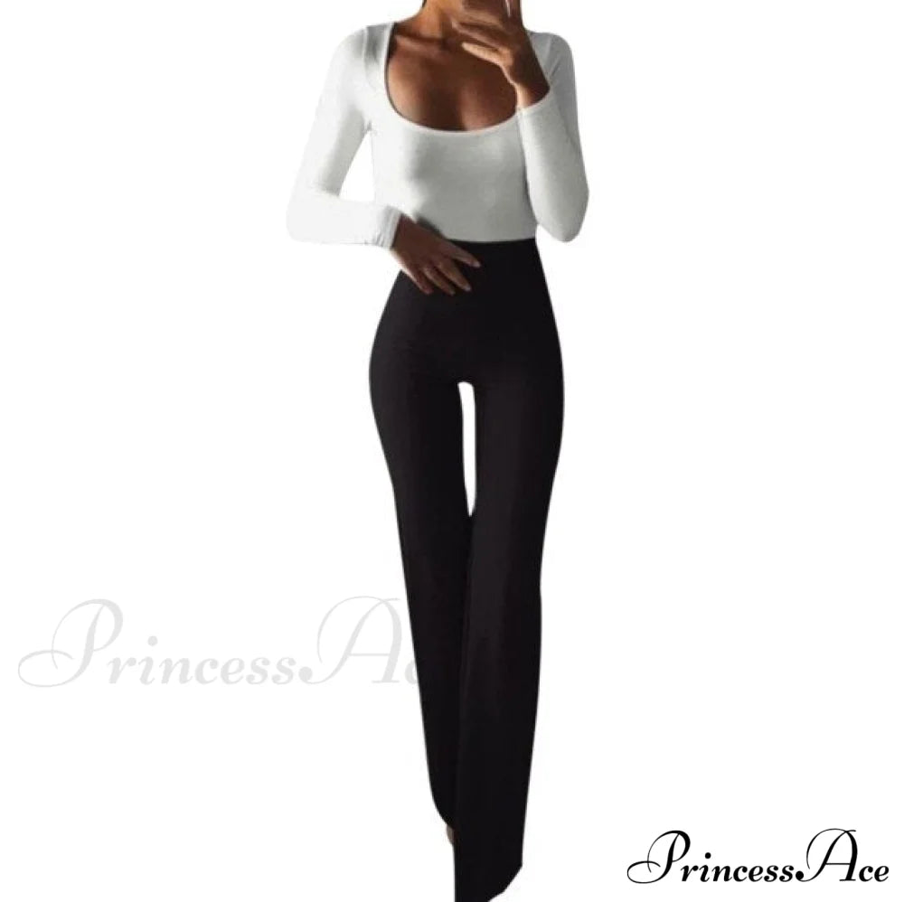 High Waist Slim Stretch Elasticity Pants Black / S