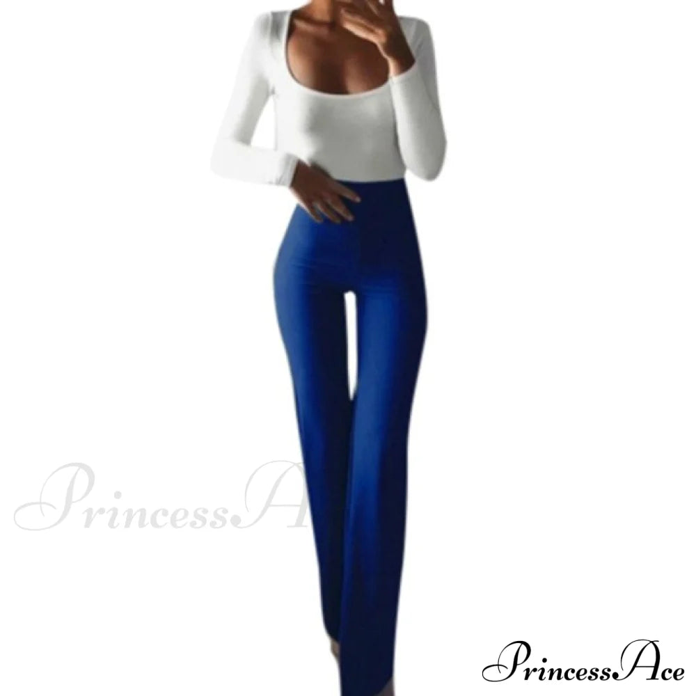 High Waist Slim Stretch Elasticity Pants Dark Blue / S