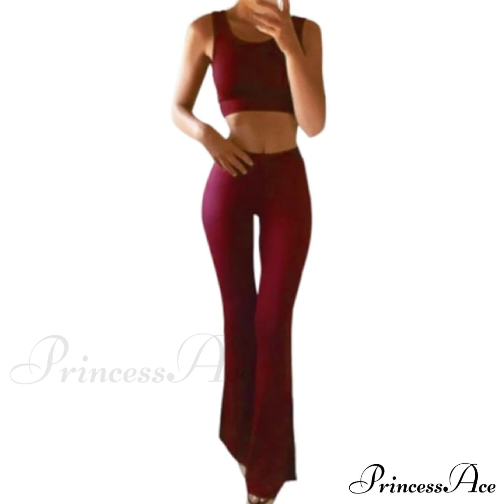 High Waist Slim Stretch Elasticity Pants Red / S