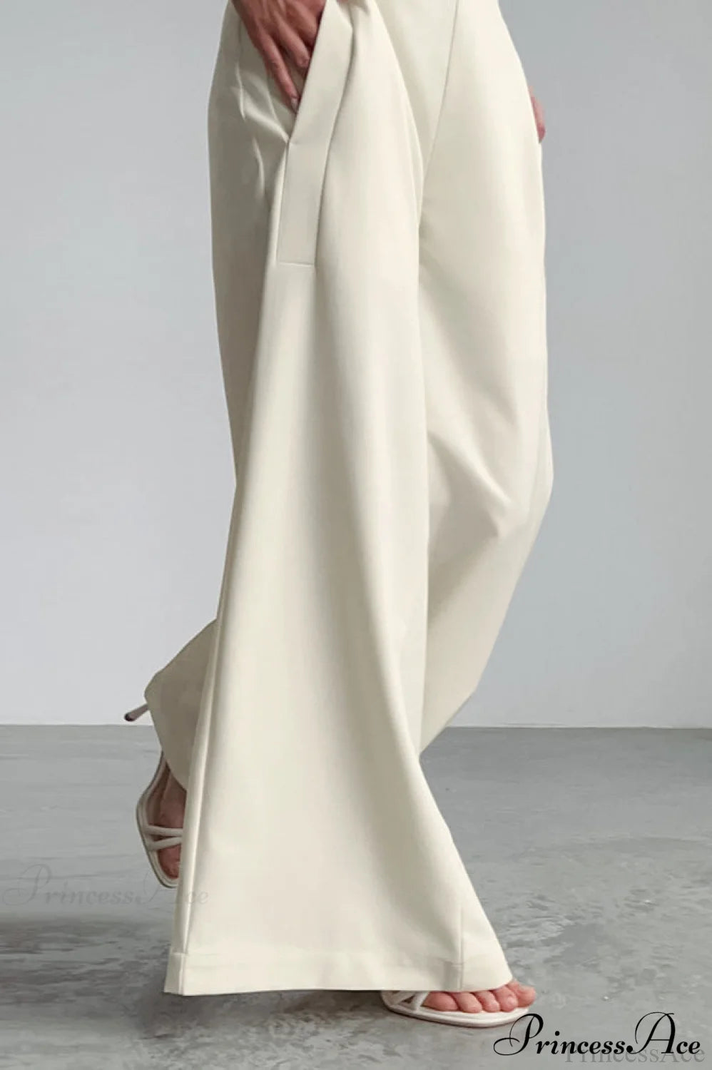 High Waist Wide Leg Solid Casual Pants