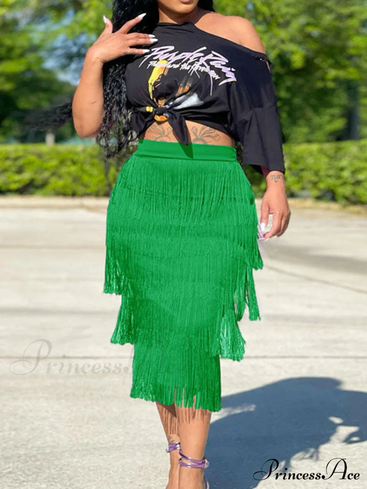 High Waisted Graceful Clashing Star Jeans Skirts