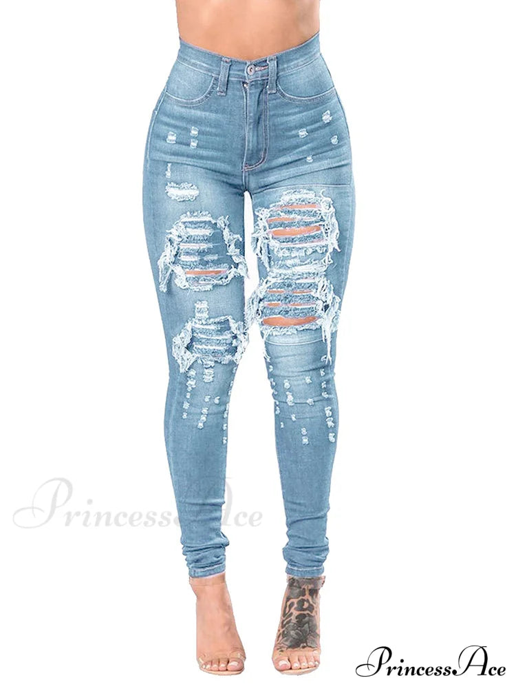 High Waisted Graceful Gradient Pants Light Blue / M Jeans