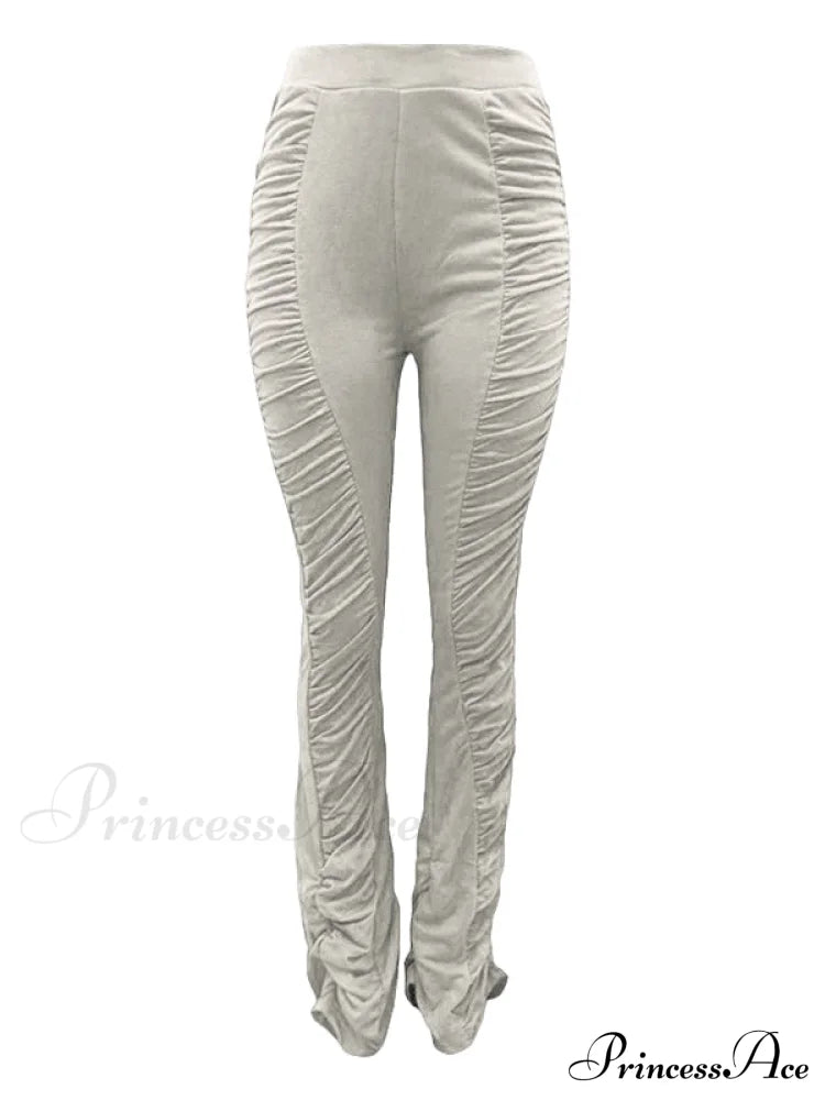 High Waisted Graceful Solid Flare Jeans Stacked Pants