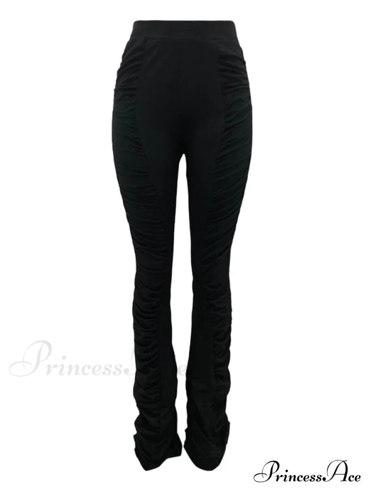 High Waisted Graceful Solid Flare Jeans Stacked Pants