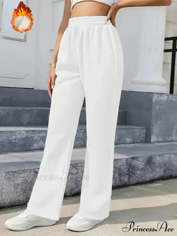 High Waisted Knit Thickened Mink Velvet Wide Leg Fashion Elegant Pants