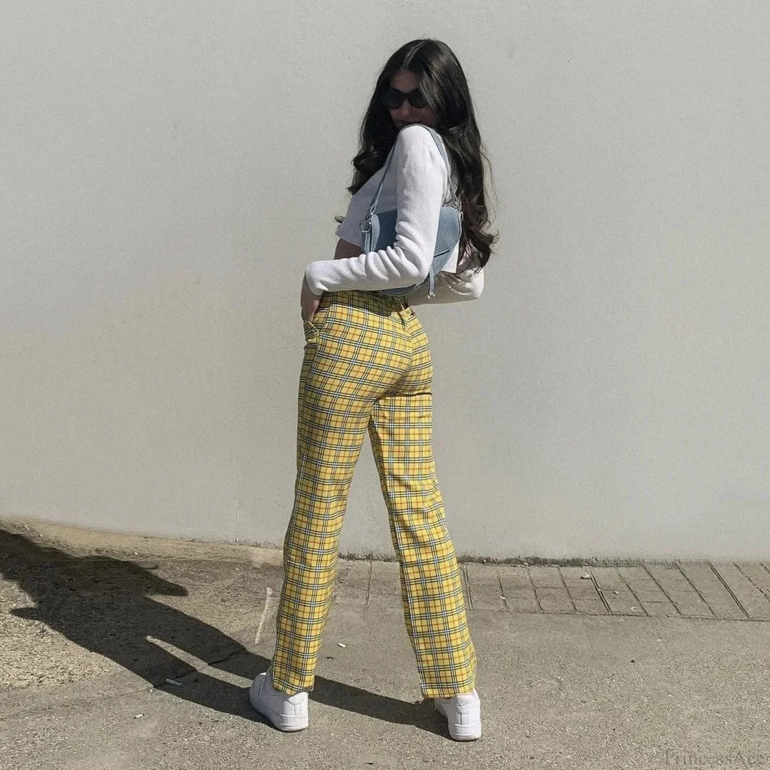 High-Waisted Slimming Casual Plaid Trend Pant pant-250223