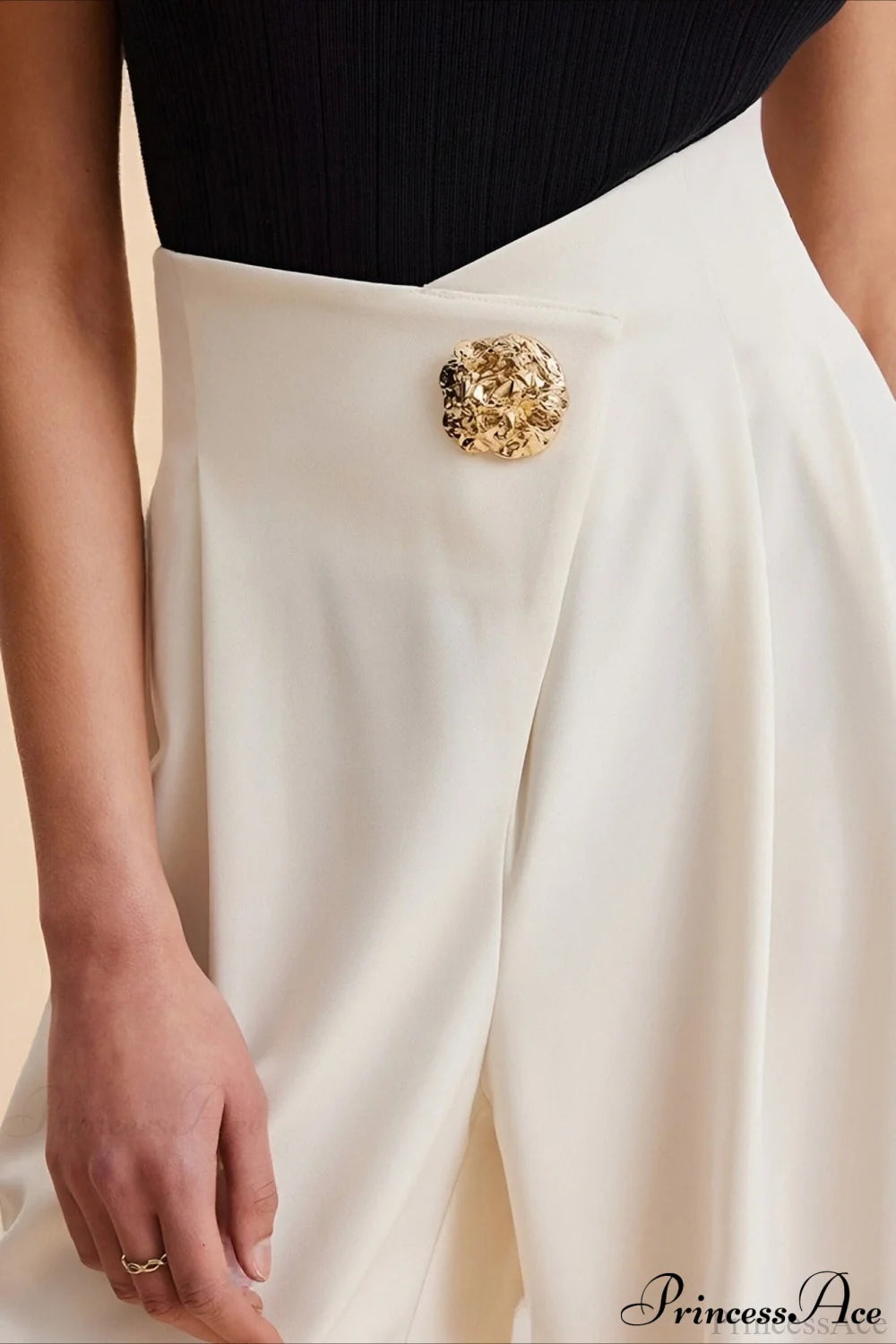 High-Waisted Wide-Leg Asymmetric Pants