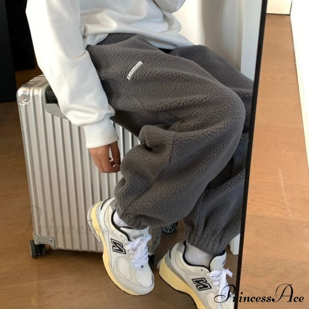 Hip Hop Gray Fleece Harem Pants