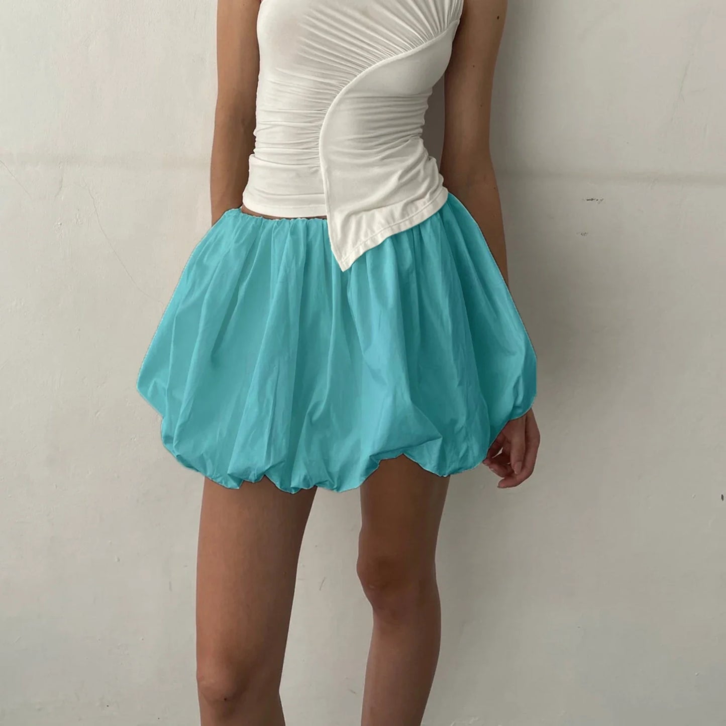 Y2K Bubble Pleated Hem A Line Mini Skirt