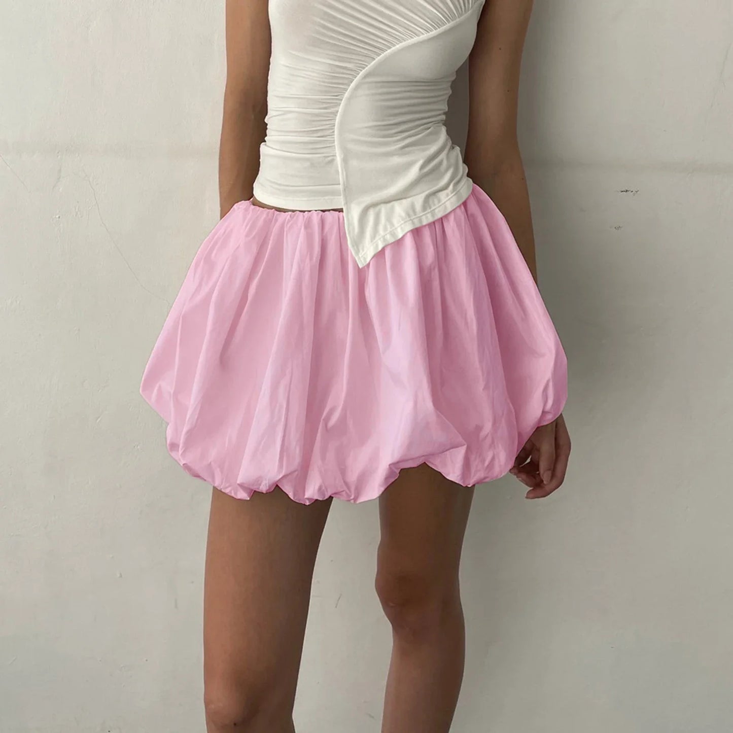 Y2K Bubble Pleated Hem A Line Mini Skirt