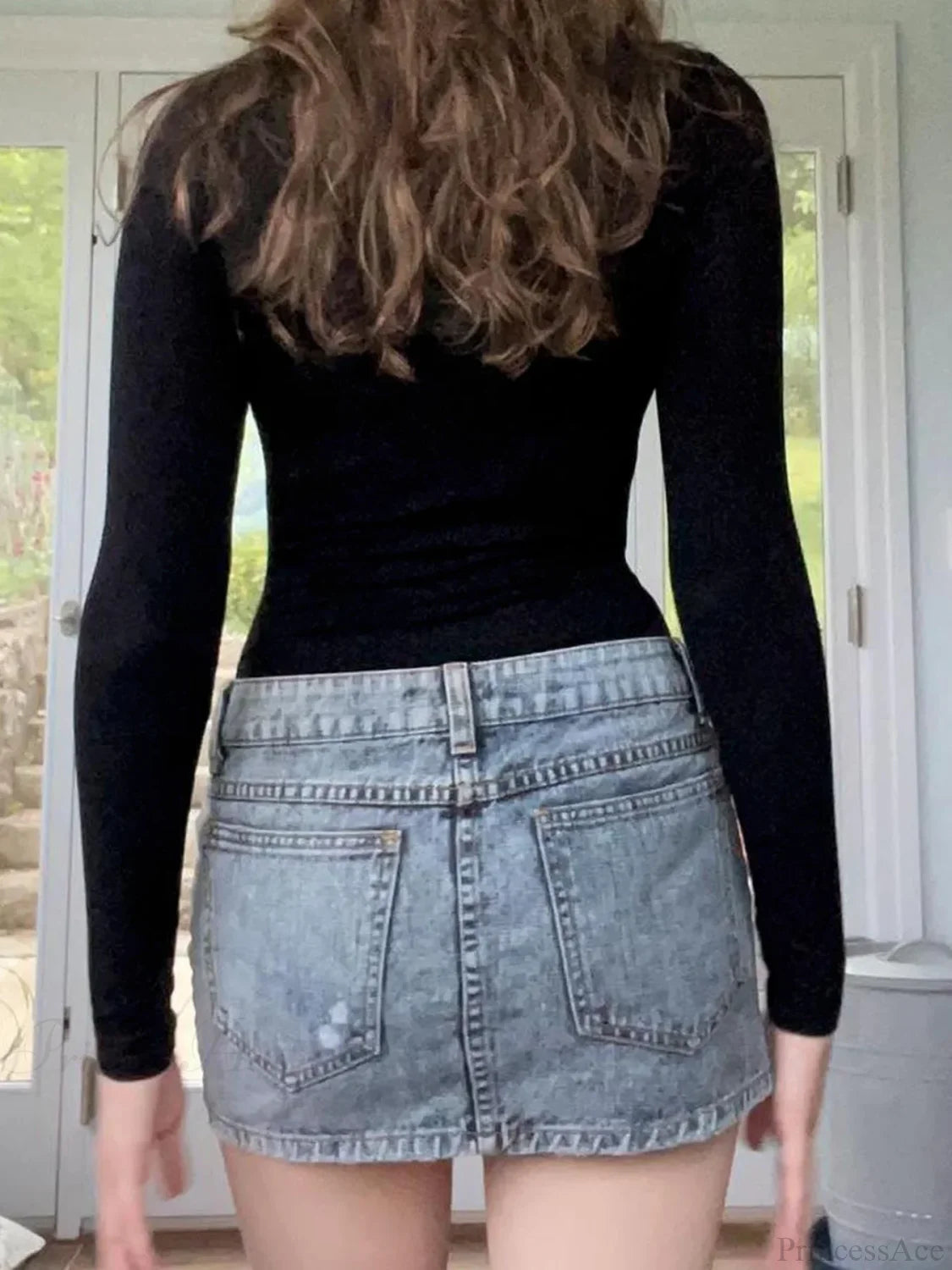 Hollow Lace Sleeve Knit Top