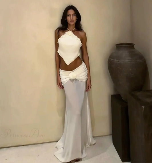 Hollow Out Backless Three Piece Swimsuit white1 / S