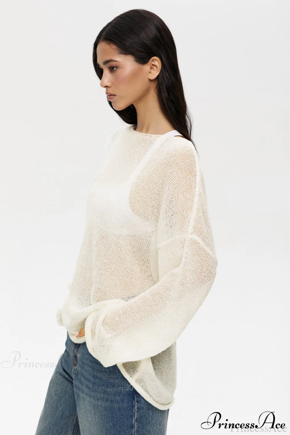 Hollow Out Bell Sleeve Knit Sweater