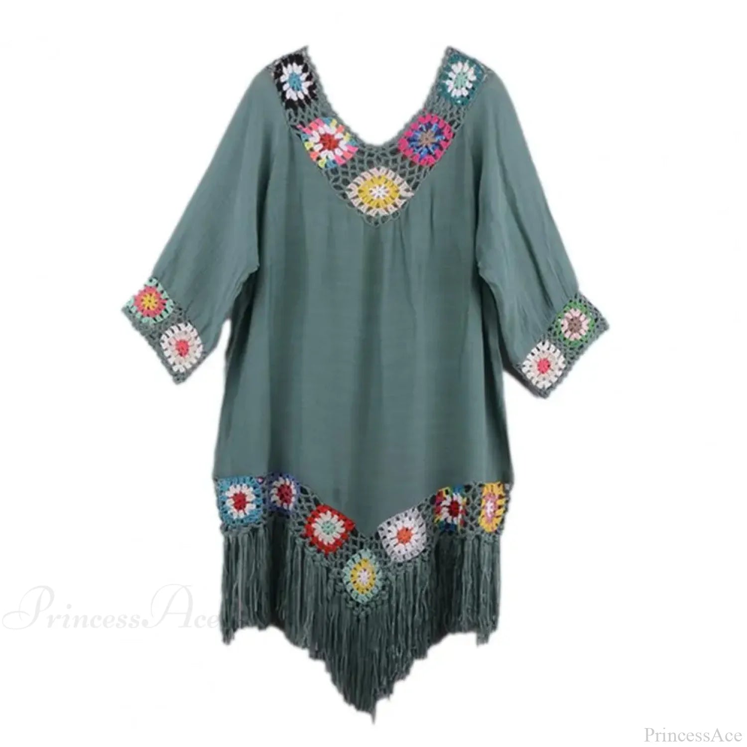 Hollow Out Crochet Bikini Cover Up A-Green / One Size