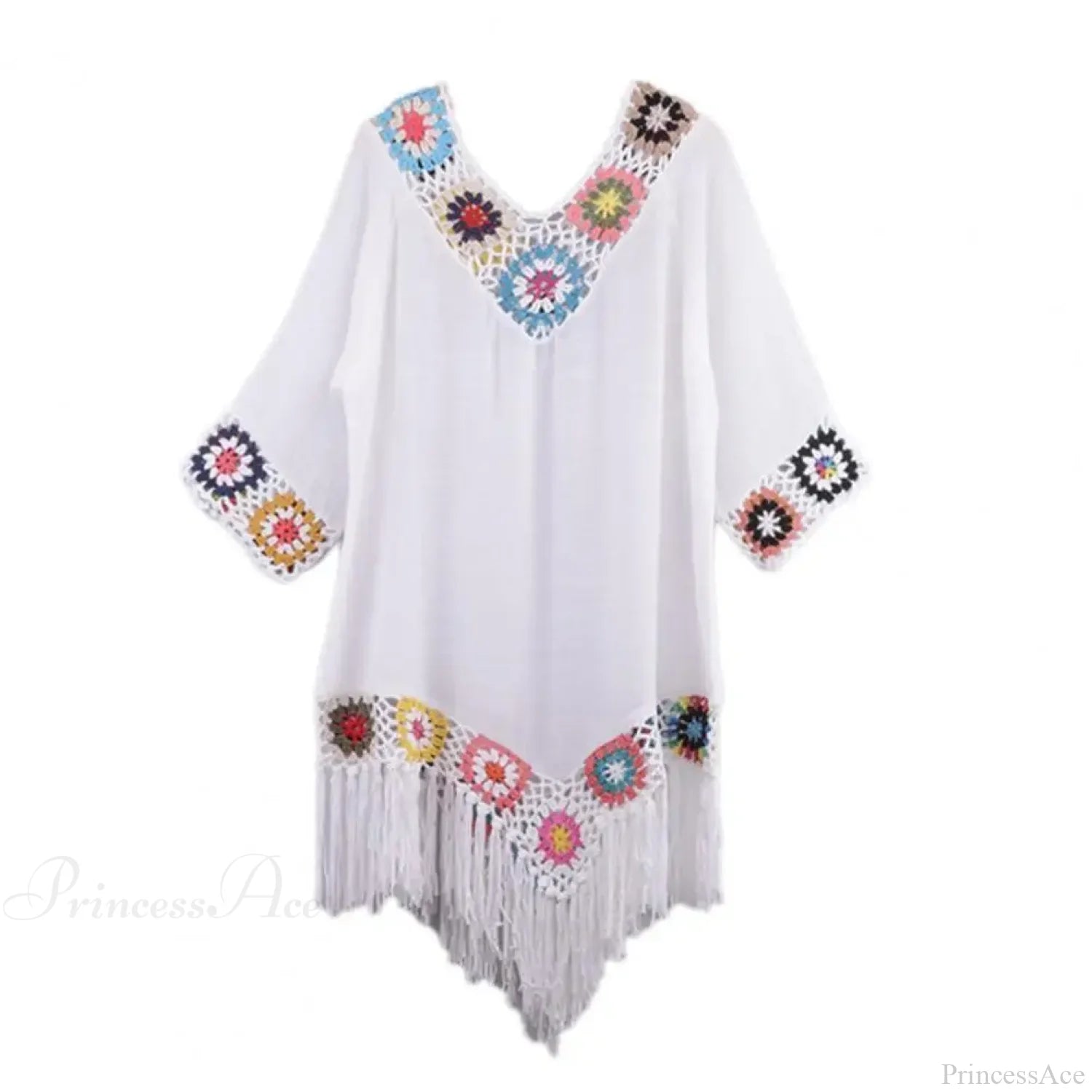 Hollow Out Crochet Bikini Cover Up A-White / One Size