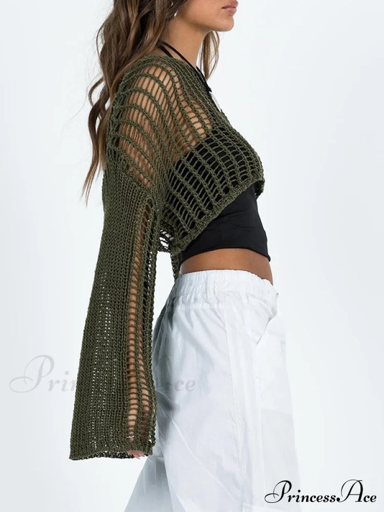 Hollow Out Crochet Trendy Cover Up Maxi Dress Knits