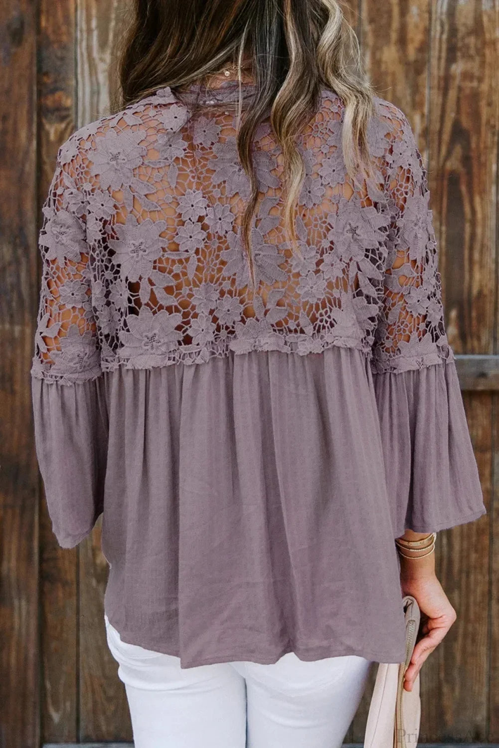Hollow Out Deep V-Neck Flare Sleeve Boho Blouse bohoblouse-250126