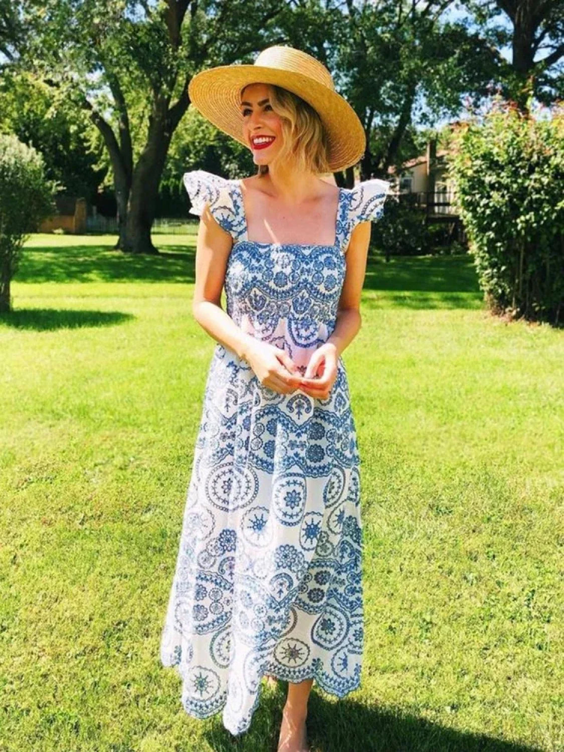 Hollow Out Floral Embroidery Flying Sleeve Dress bohodress-250126