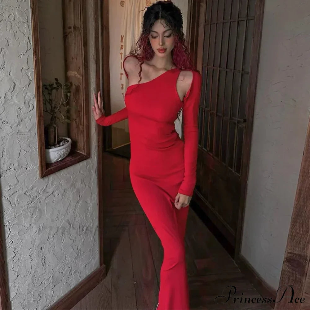 Hollow Out Long Sleeve Maxi Dress