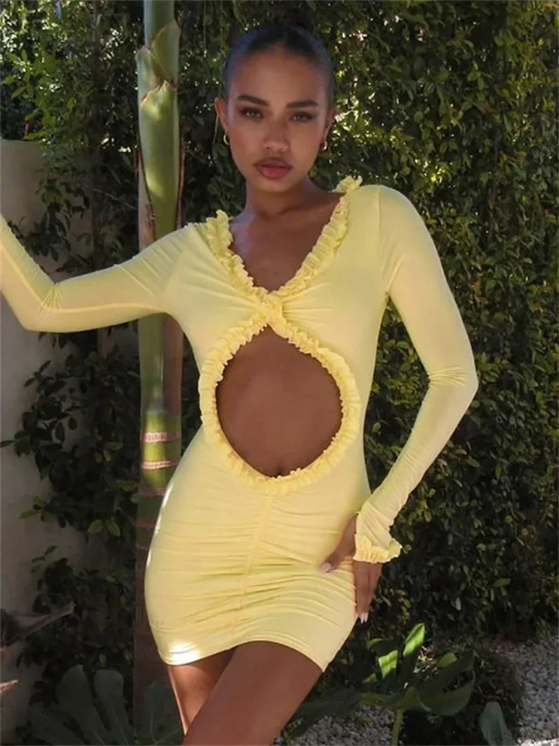 Hollow-Out Ruffled Mini Dress minidress-250223