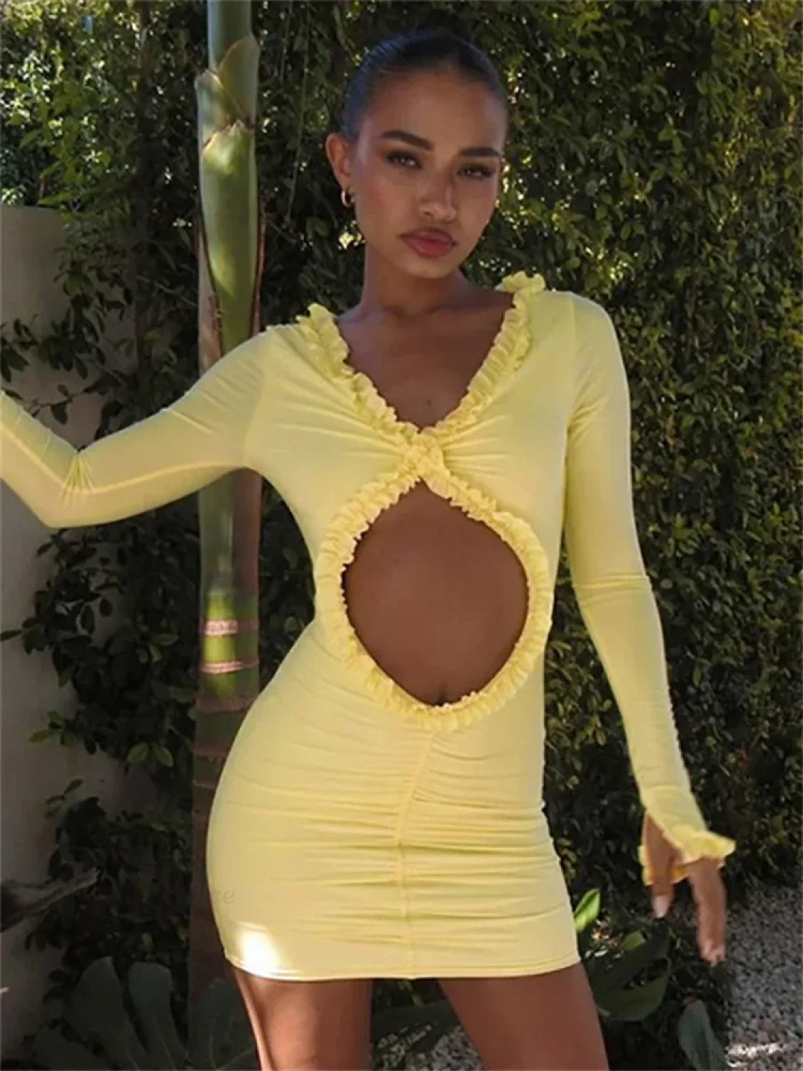 Hollow-Out Ruffled Mini Dress minidress-250223