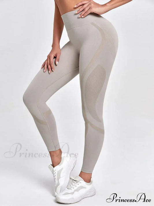 Hollow Out Waist Elastic Gym Training Yoga Legging White / S