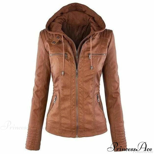 Casual Hooded Leather Jacket Brown also bought Best Sellings cardigan cardigans clothes Plus Size tops Topseller