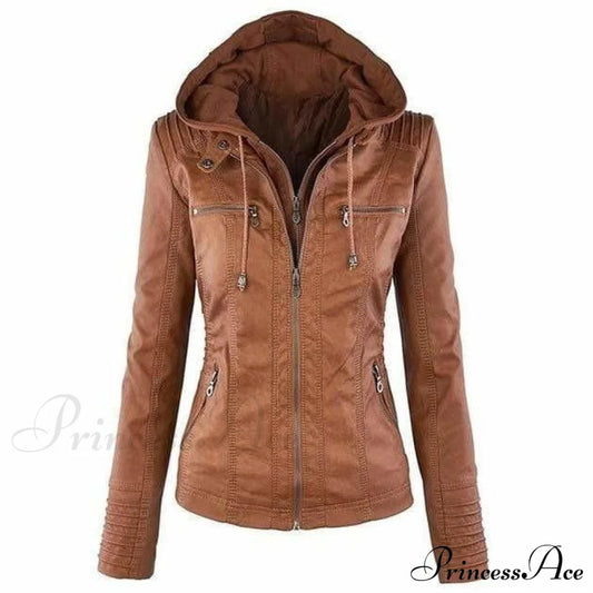 Casual Hooded Leather Jacket Brown also bought Best Sellings cardigan cardigans clothes Plus Size tops Topseller