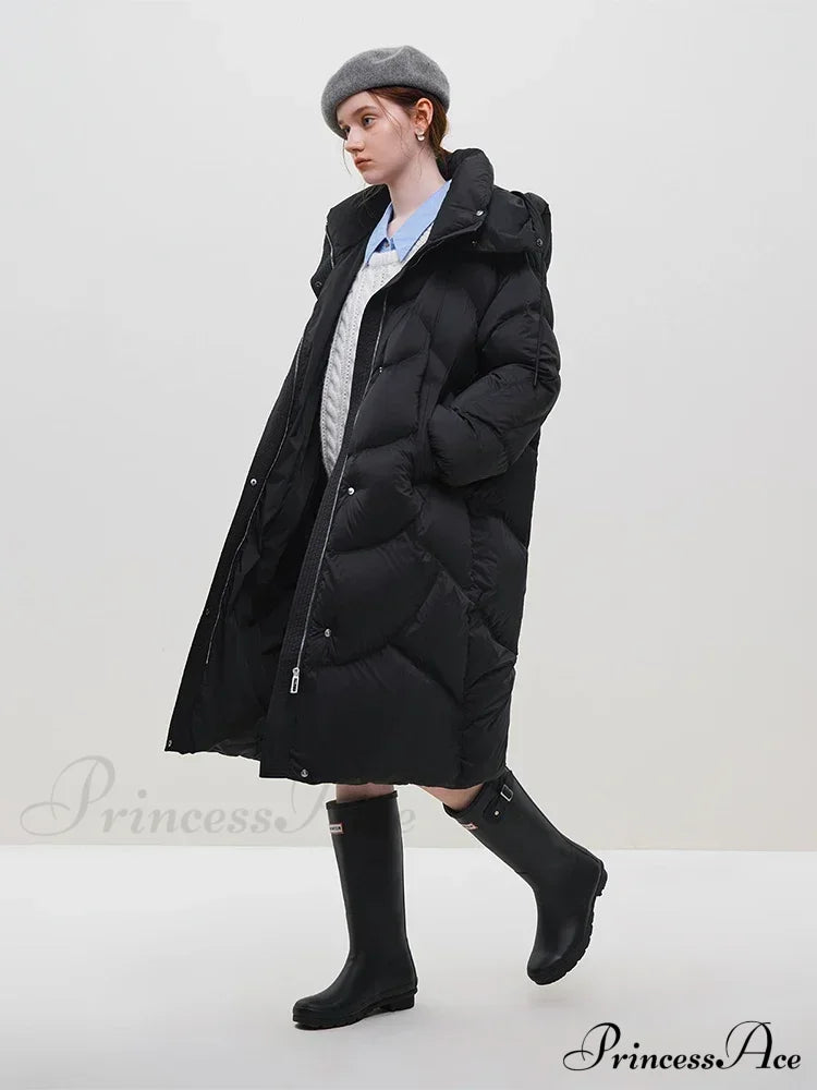 Hooded Long Thick Winter Khaki Temperament Detachable Cozy Stylish Coat Black / Xxs Coats-L