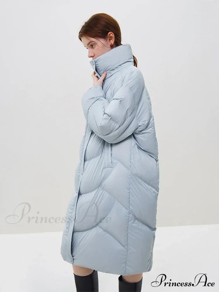 Hooded Long Thick Winter Khaki Temperament Detachable Cozy Stylish Coat Sky Blue / Xxs Coats-L