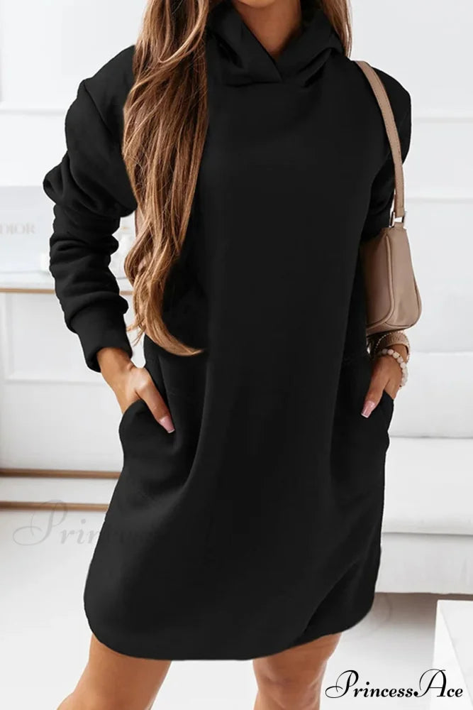 Hooded Mini Dress Black / M Dresses