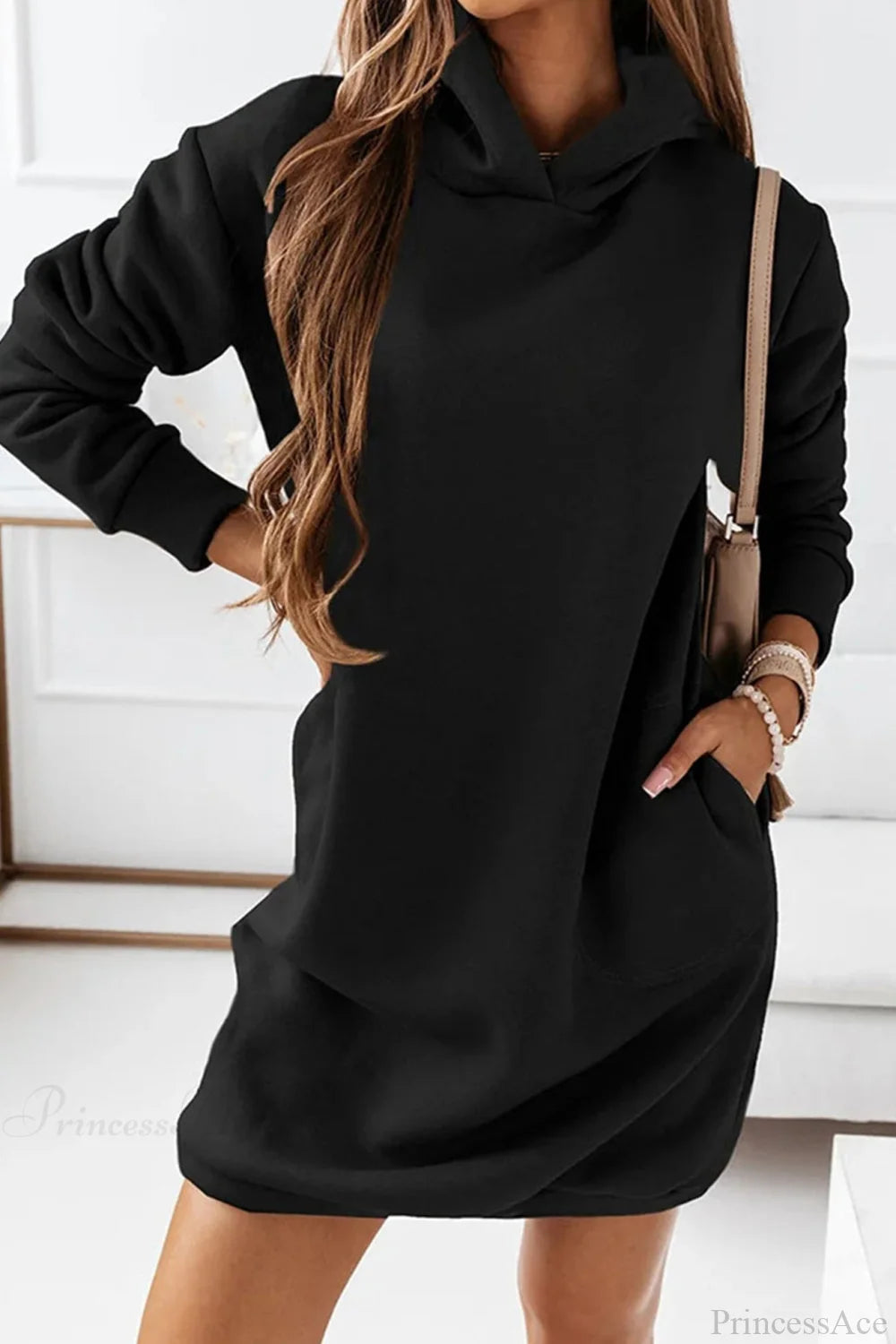 Hooded Mini Dress Black / S Dresses