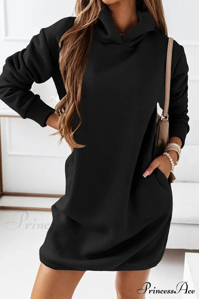 Hooded Mini Dress Black / S Dresses