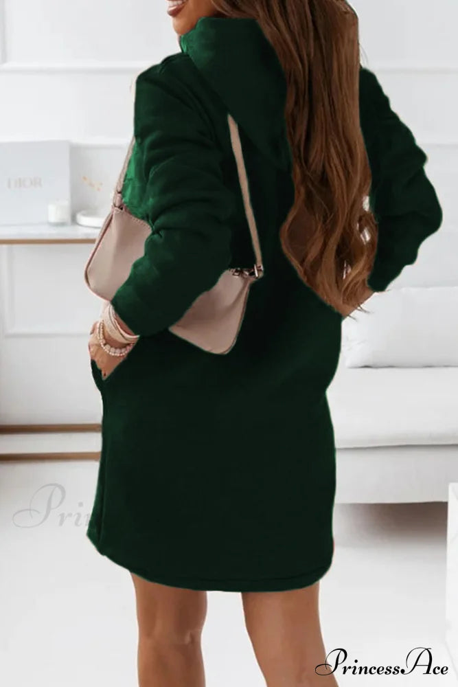 Hooded Mini Dress Green / Xl Dresses