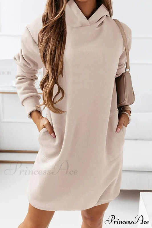 Hooded Mini Dress Khaki / S Dresses