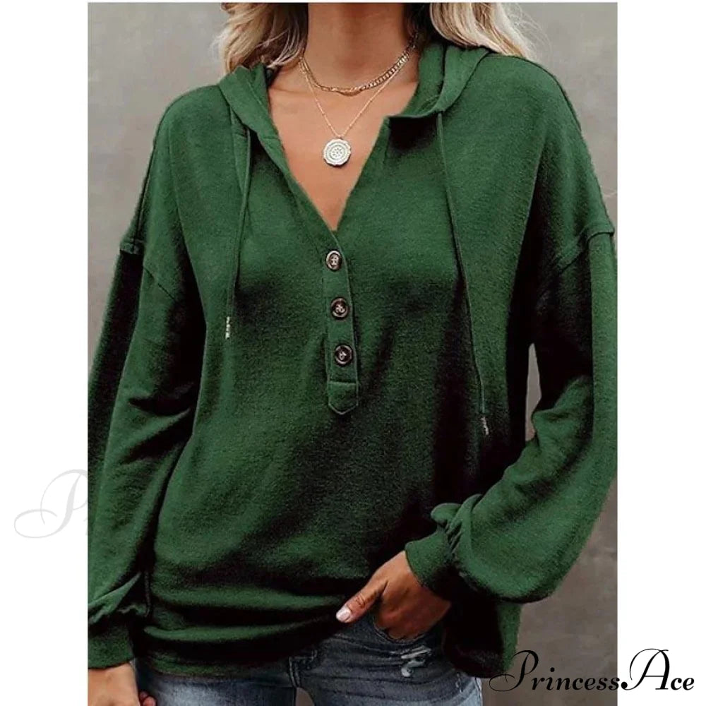 Women's Hoodie Sweatshirt Solid Color Army Green __stock:50 clothes refund_fee:800 tops