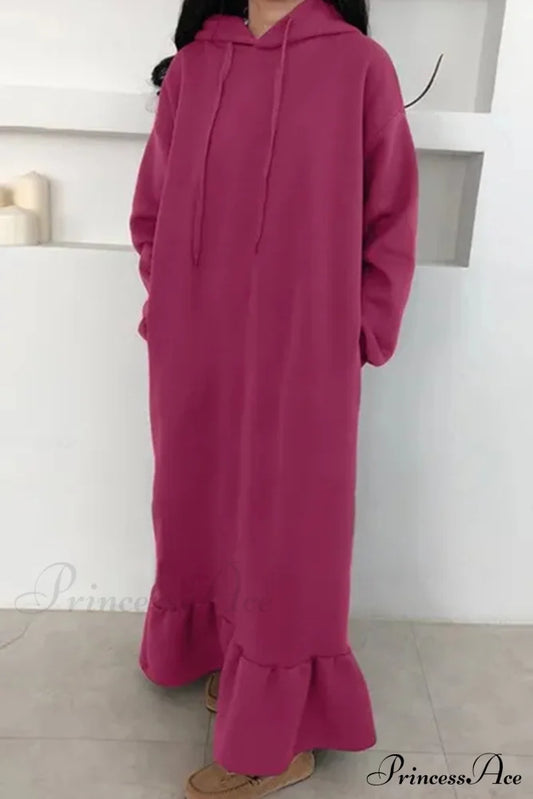 Hoodie Fishtail Sweatshirt Dress Rose / 2Xl Midi Dresses