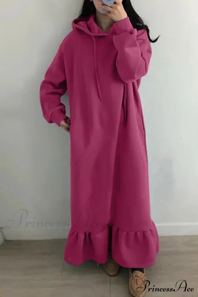 Hoodie Fishtail Sweatshirt Dress Rose / S Midi Dresses