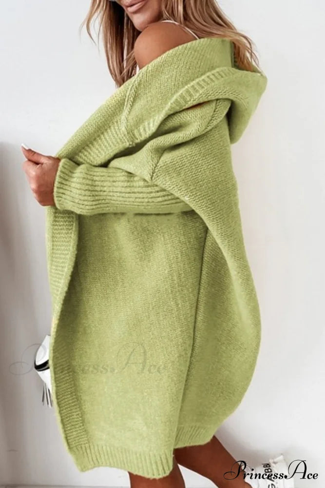 Hoodie Front Open Cardigan Apple Green / S Cardigans