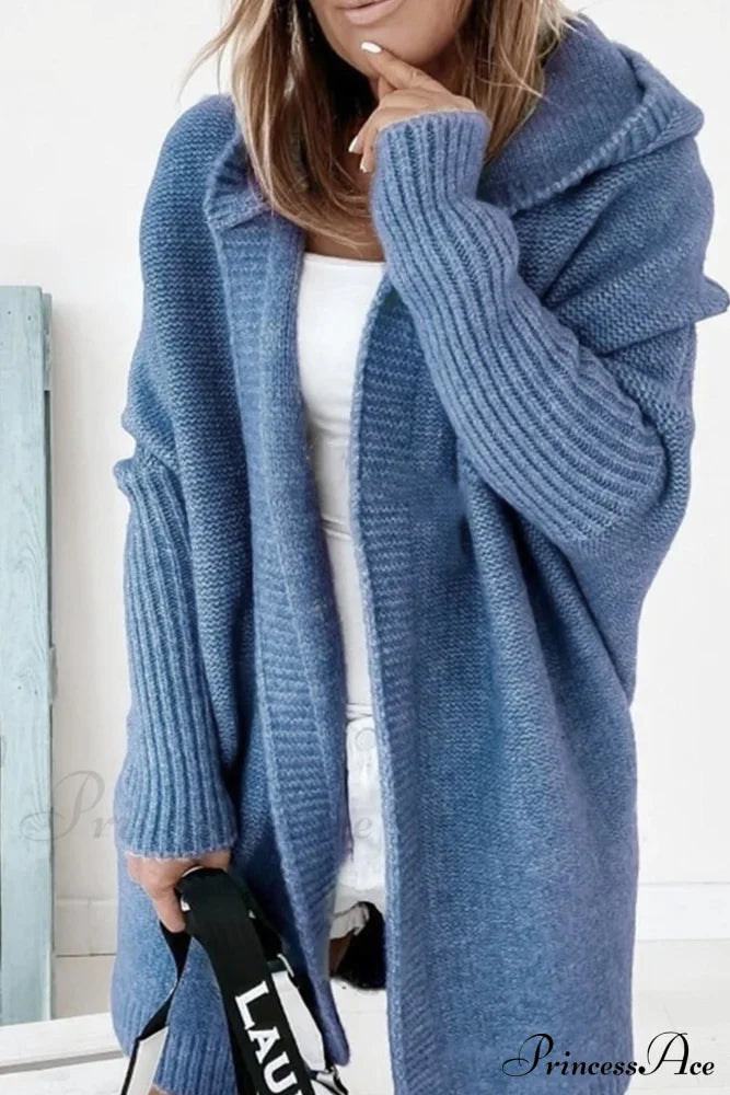 Hoodie Front Open Cardigan Blue / L Cardigans