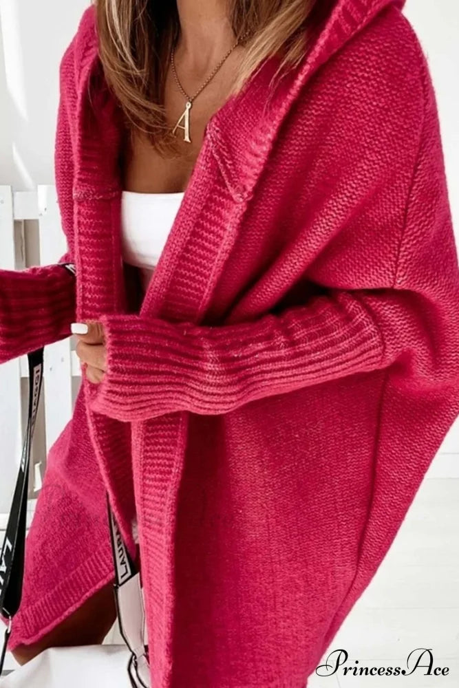 Hoodie Front Open Cardigan Red / S Cardigans