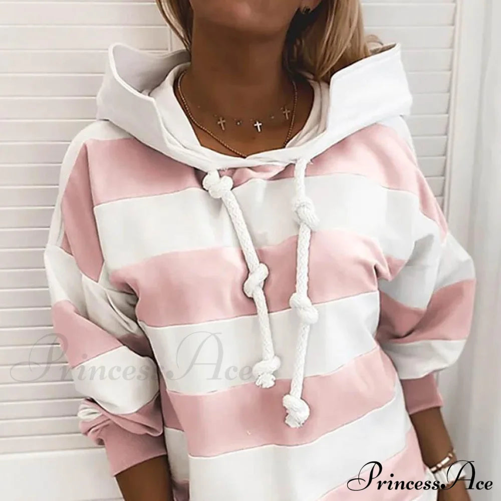 Women's Hoodie Pullover Striped Daily Basic Casual Hoodies Pink __stock:200 clothes refund_fee:800 tops