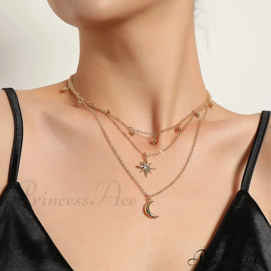 Hot Selling Metal Crescent Star Necklace Halloween