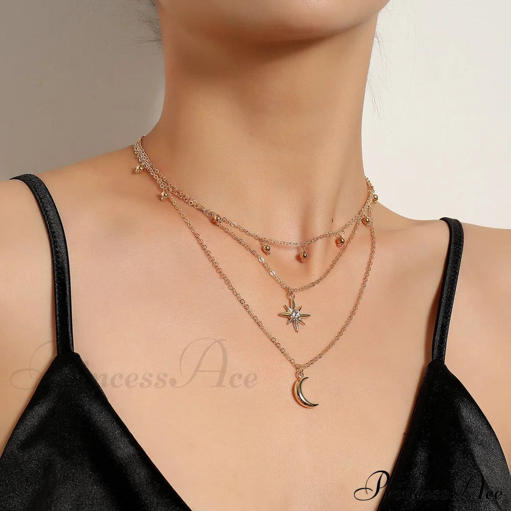 Hot Selling Metal Crescent Star Necklace Halloween